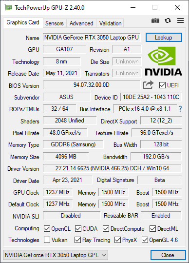NVIDIA GeForce RTX 3050 Laptop