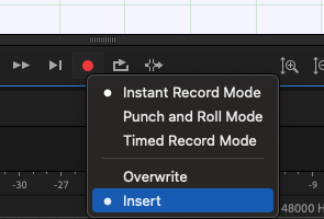 Insert Recording (Ripple Insert Recording)