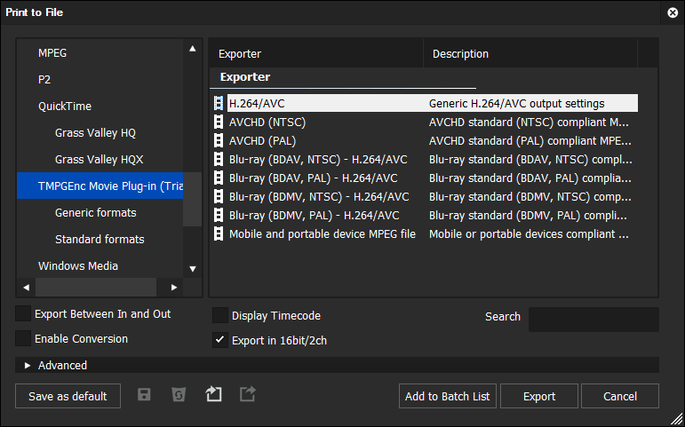 TMPGEnc Movie Plug-in AVC for EDIUS Pro 8 Version 1.0.4.9