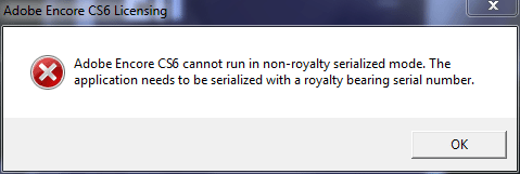 Adobe Encore Cs6 Cannot Run In Non Royalty Serialized Mode Fix 2l