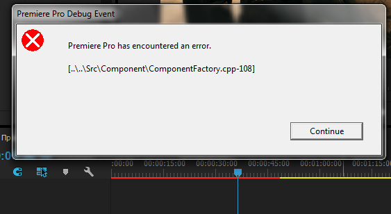 Premiere Pro has encountered an error