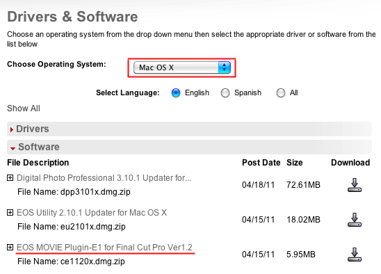 EOS MOVIE Plugin-E1 for Final Cut Pro Ver1.2