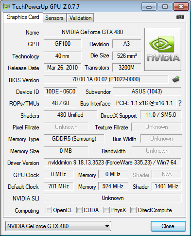 nVidia GeForce GTX 480