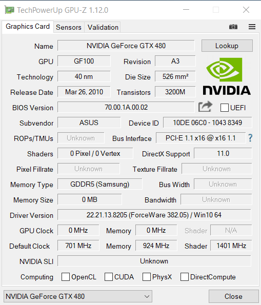 nVidia GeForce GTX 480