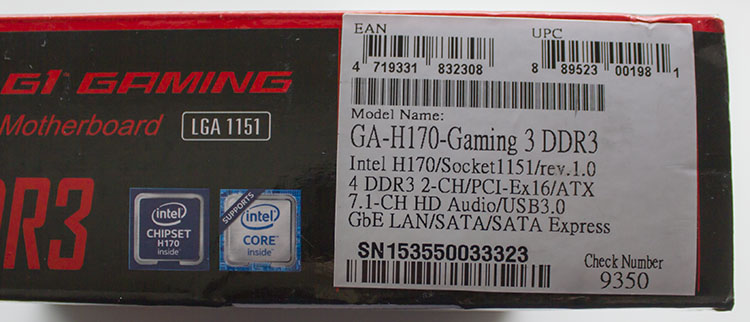 Gigabyte GA-H170-Gaming 3 DDR3