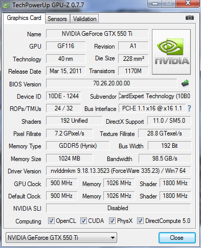 nVidia GeForce GTX 750