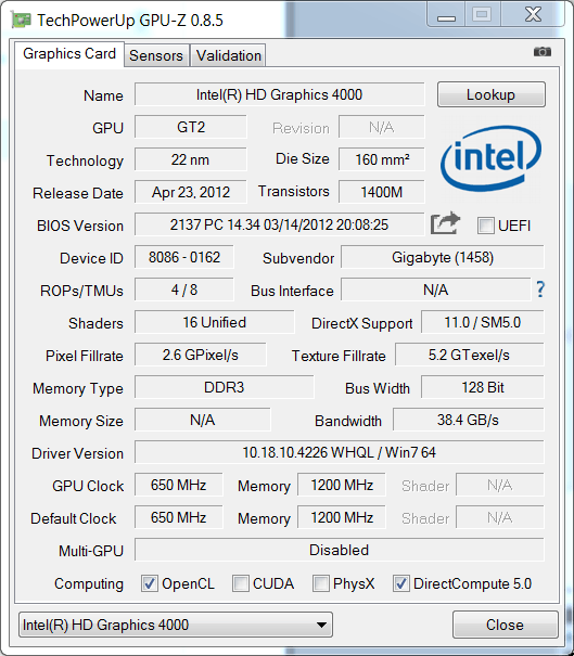 Intel HD Graphics 4000