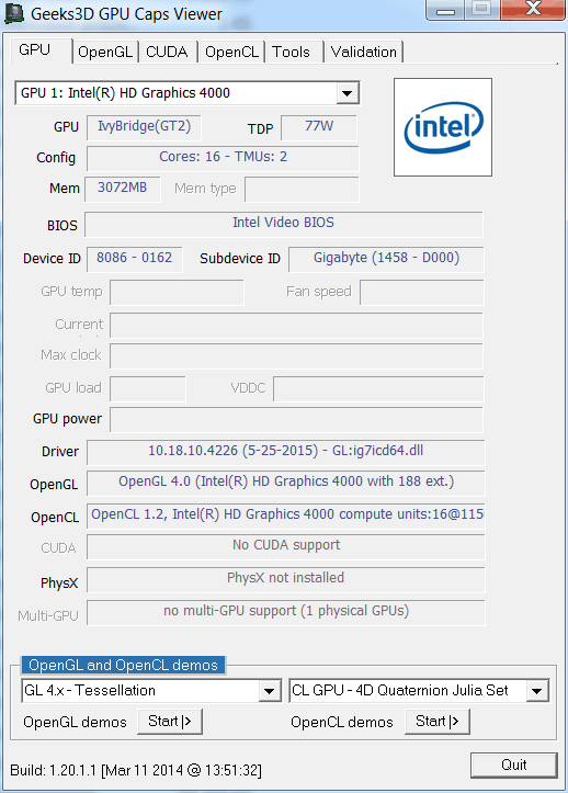 Intel HD Graphics 4000