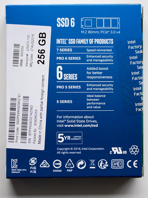 Intel SSDPEKKW256G7X1