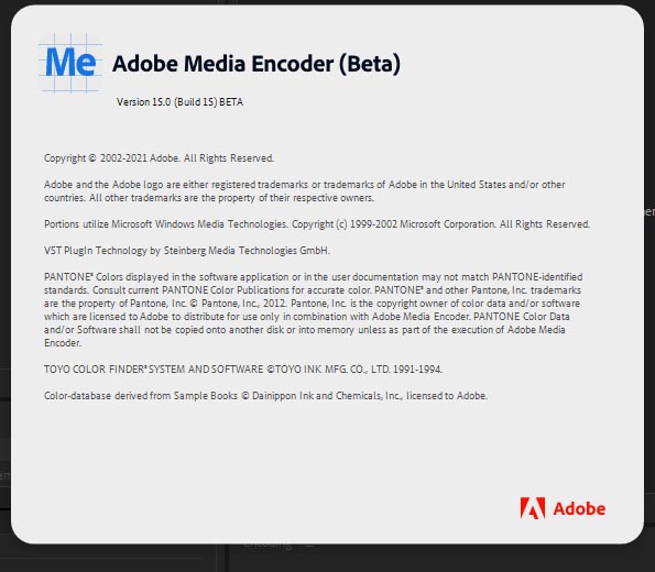 Adobe Media Encoder (Beta) v15.0