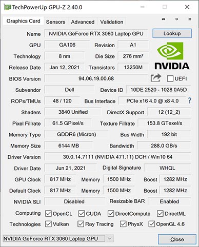 NVIDIA GeForce RTX 3060 Laptop
