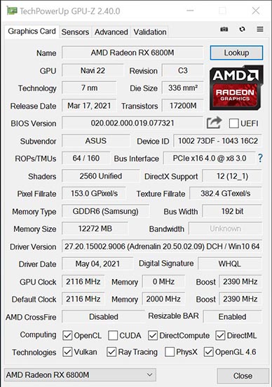 AMD Radeon RX 6800M