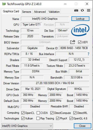 Intel Tiger Lake-H