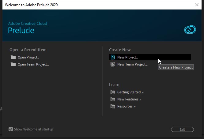 Adobe Prelude CC 2020