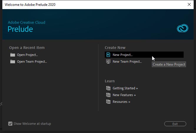 Adobe Prelude CC 2020