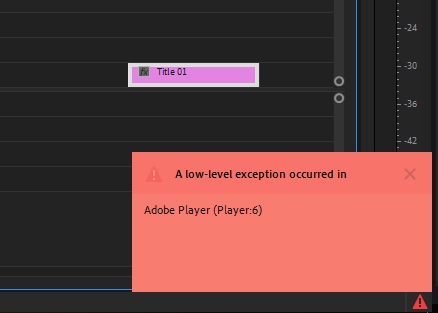 A low level exception occured in Adobe Player (Player: 6)