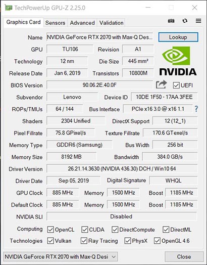 NVIDIA GeForce RTX 2070 Max-Q