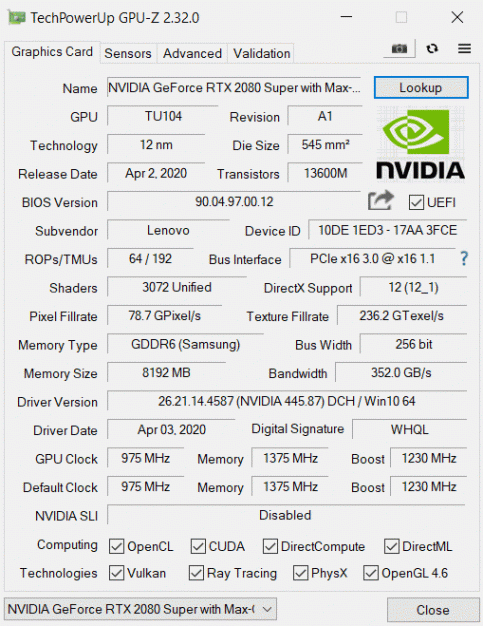 NVIDIA GeForce RTX 2080 SUPER Max-Q