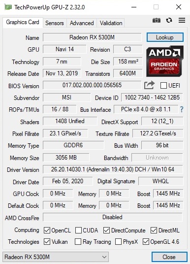 AMD Radeon RX 5300M