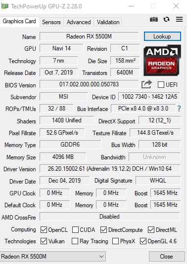 AMD Radeon RX 5700M