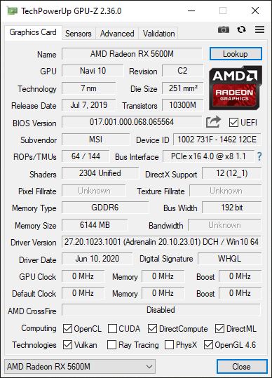 AMD Radeon RX 5600M