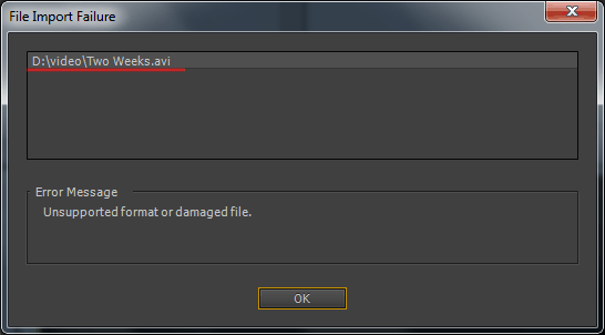 After Effects This Mts File Is Damaged Or Unsupported