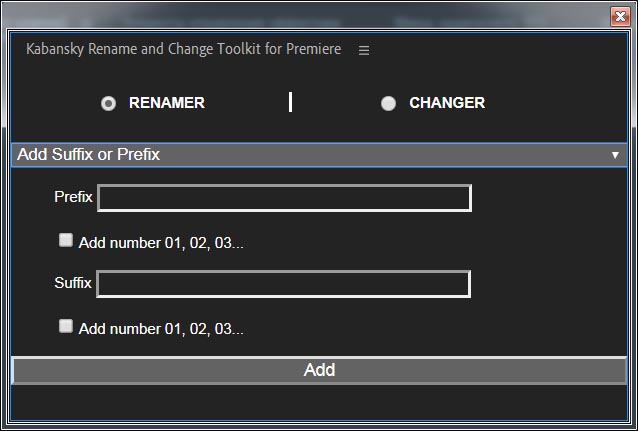 Rename and Change Toolkit for Premiere Pro