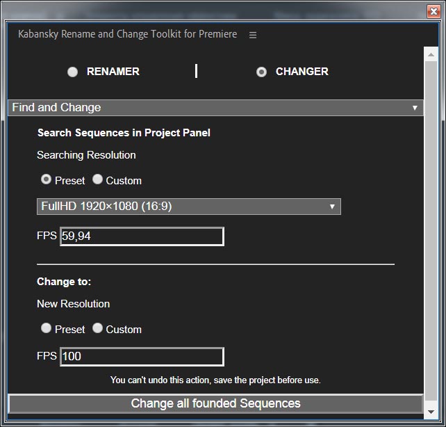 Rename and Change Toolkit for Premiere Pro