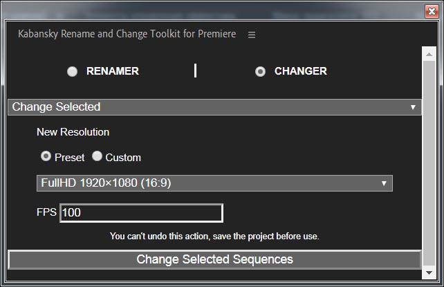 Rename and Change Toolkit for Premiere Pro