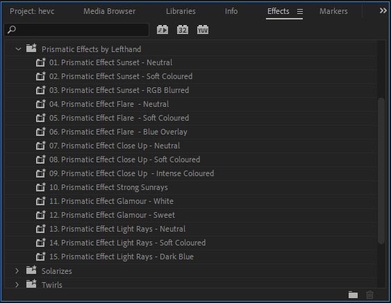 Prismatic Effects for Premiere Pro