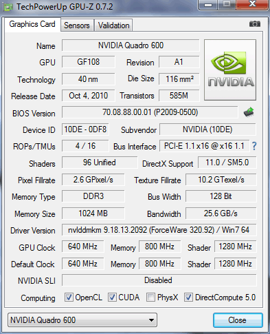 NVIDIA Quadro 600