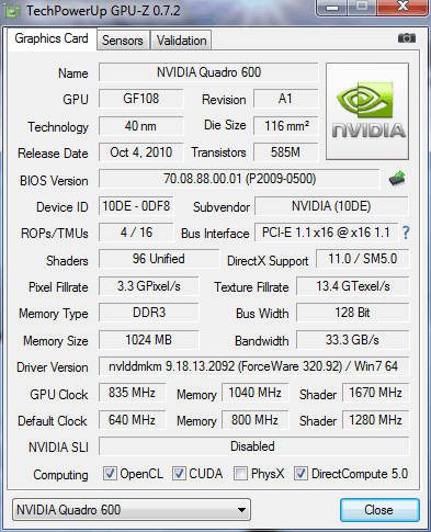 NVIDIA Quadro 600