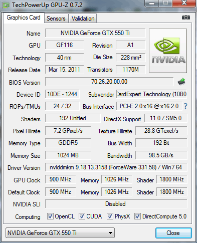 Gainward GeForce GTX 550 Ti