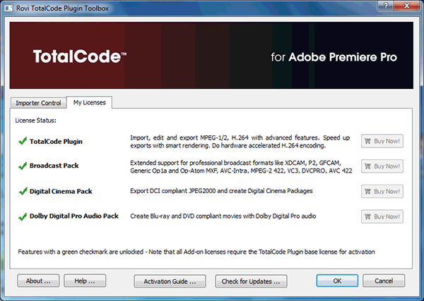 Rovi TotalCode for Adobe Premiere Pro