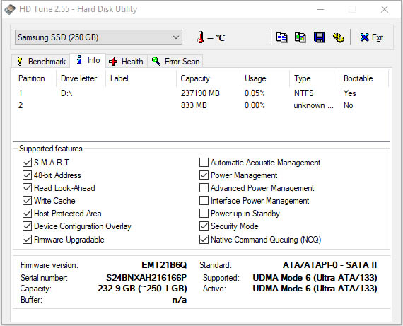 Samsung SSD 850 EVO M.2 (MZ-N5E250BW)