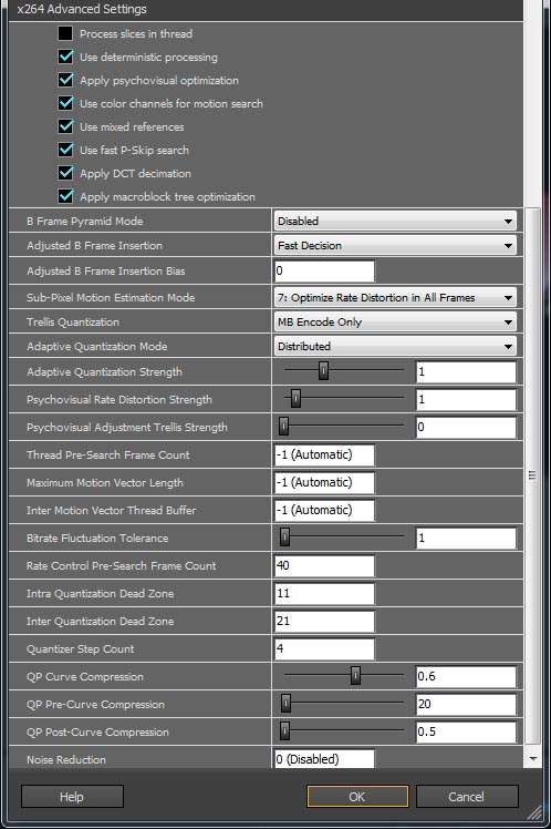 x264 Advanced Settings