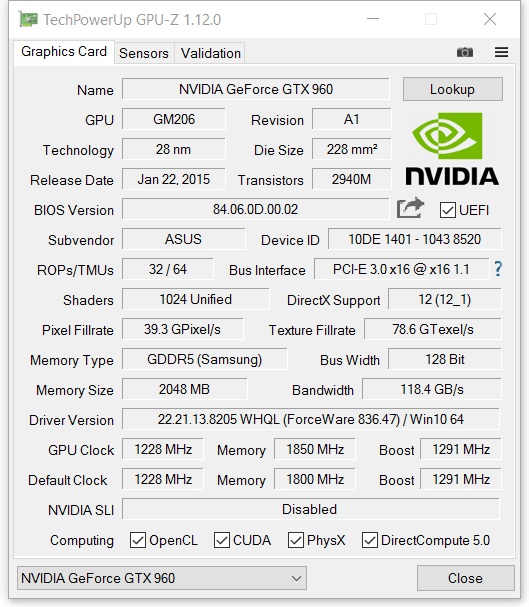 NVIDIA GeForce GTX 960 (GM206-300-A1)