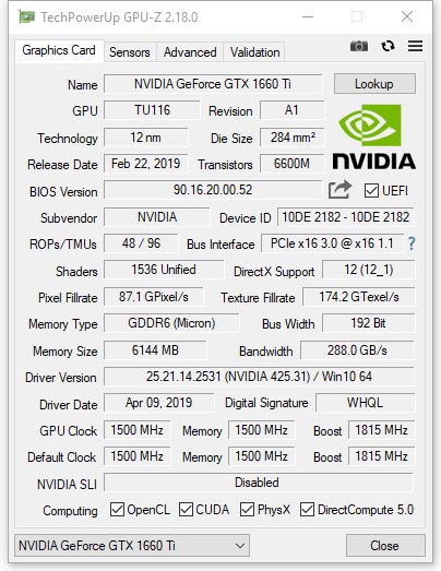 Palit GeForce GTX 1660 Ti StormX OC (NE6166TS18J9-161F)