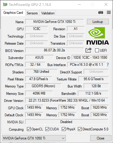 NVIDIA GeForce GTX 1050 Ti