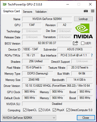 nVidia GeForce 920MX