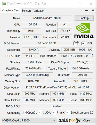 NVIDIA Quadro P4000