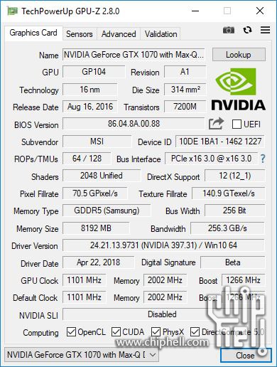 NVIDIA GeForce GTX 1070 Max-Q