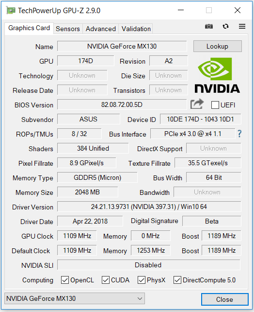 NVIDIA GeForce MX130