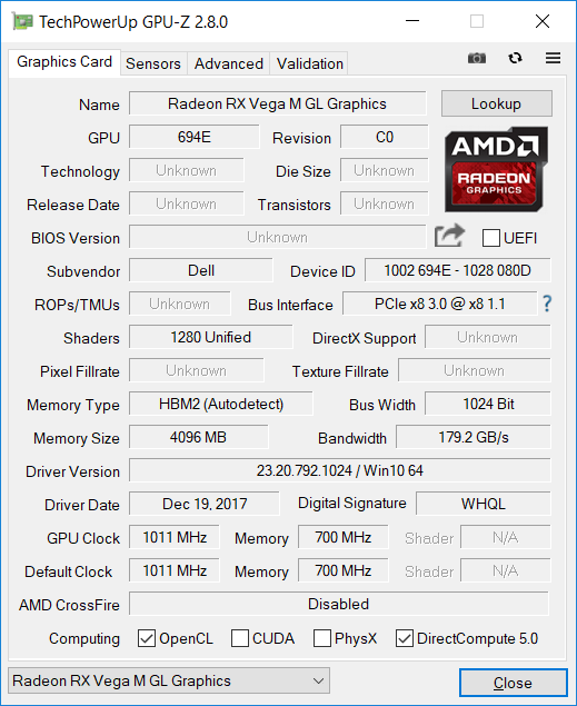 Radeon RX Vega M GL