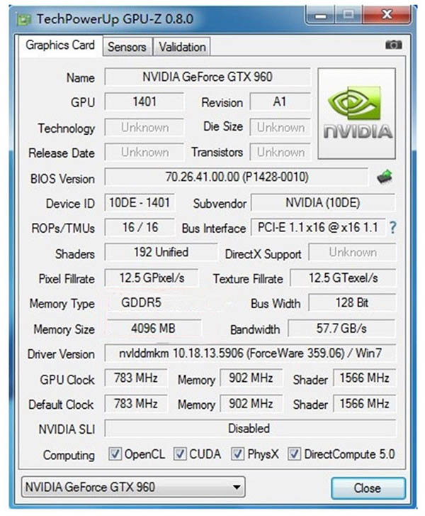 NVIDIA GeForce GTX960 4  gddr 5 128Bit PCI-Express