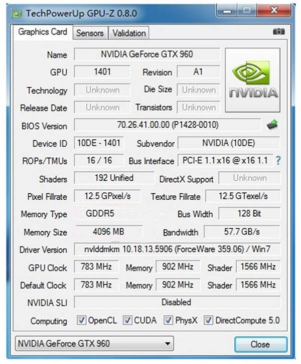 NVIDIA GeForce GTX960 4  gddr 5 128Bit PCI-Express