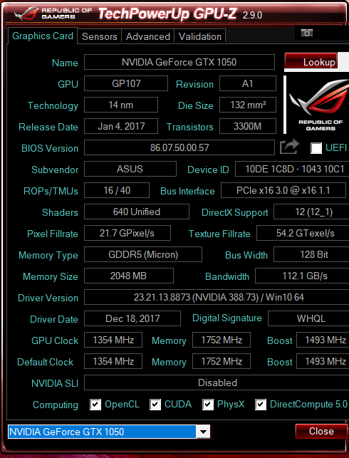 NVIDIA GeForce GTX 1050 Mobile