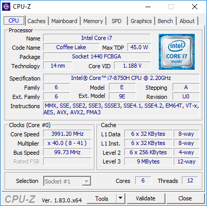 Intel Core i7-8750H