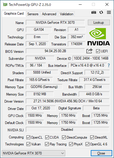 NVIDIA GeForce RTX 3070