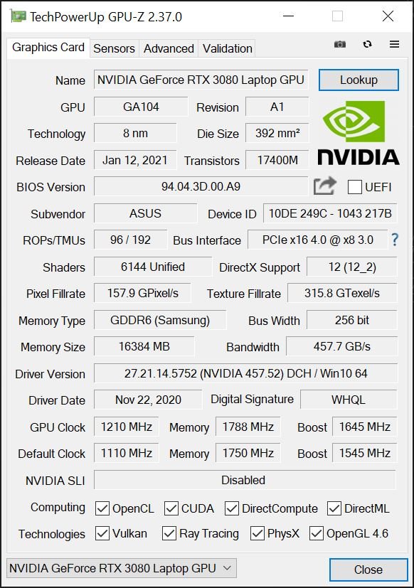 NVIDIA GeForce RTX 3080 Ti Laptop